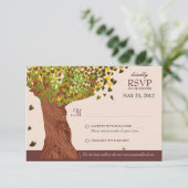 Liebe Tree Falling Heart Blätter RSVP-Karte RSVP Karte (Stehend Vorderseite)