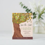 Liebe Tree Falling Heart Blätter Save the Date (Stehend Vorderseite)