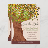 Liebe Tree Falling Heart Blätter Save the Date (Vorne/Hinten)