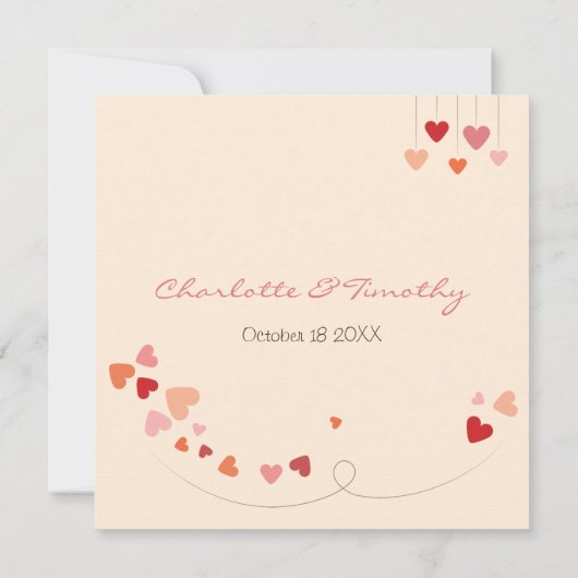 Liebe Tree Hearts Wedding Einladung (Rückseite)