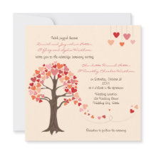 Liebe Tree Hearts Wedding Einladung