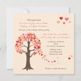 Liebe Tree Hearts Wedding Einladung