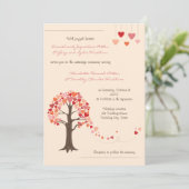 Liebe Tree Hearts Wedding Einladung (Stehend Vorderseite)