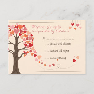 Liebe Tree Hearts Wedding RSVP Karte