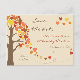 Liebe Tree Hearts Wedding Save the Date Ankündigungspostkarte