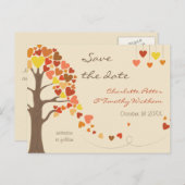 Liebe Tree Hearts Wedding Save the Date Ankündigungspostkarte (Vorne/Hinten)