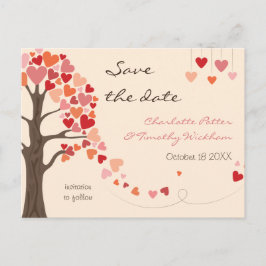 Liebe Tree Hearts Wedding Save the Date Ankündigungspostkarte