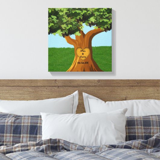 Liebe Tree Individuelle Name Wrapped Canvas Print Leinwanddruck (Insitu (Schlafzimmer))