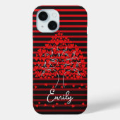 Liebe Tree iPhone Case Red Black Stripe (Rückseite)