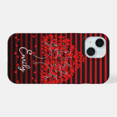 Liebe Tree iPhone Case Red Black Stripe 15 Hülle (Rückseite (Horizontal))