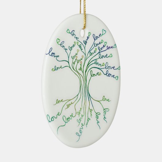 Liebe Tree of Life Art Aquamarin Blue Custom Baby  Keramik Ornament (Rechts)