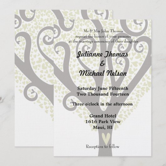 Liebe Tree Wedding Einladung (Vorne/Hinten)