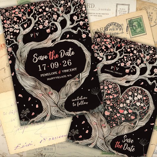 Liebe Tree Wedding Save the Date Einladung