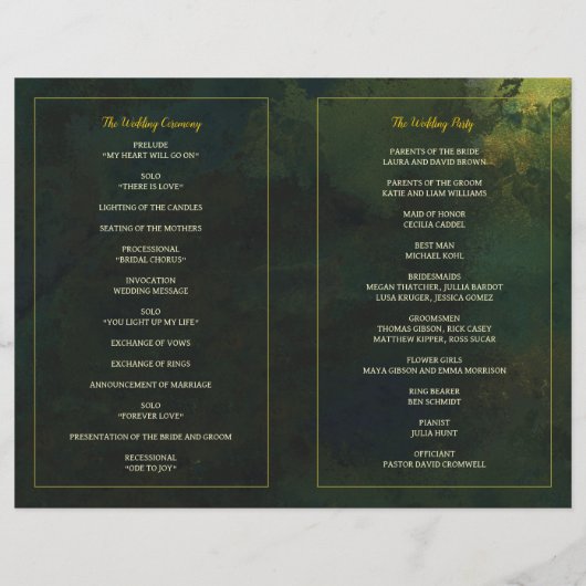 Liebe Trees Rustic Wedding BiFold Programm (Rückseite)