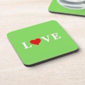 LIEBE Trending Lime Green Moderne Elegante Getränkeuntersetzer (Linke Seite)