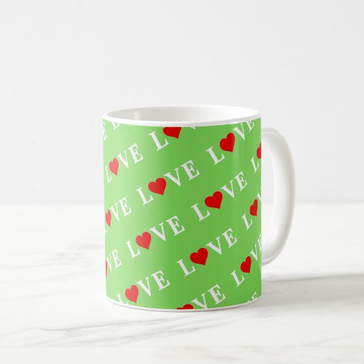 LIEBE Trending Lime Green Moderne Elegante Kaffeetasse (VorderseiteRechts)