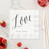 Liebe Trendy Chic Black Script Calligrafy Wedding Serviette (Beispiel)