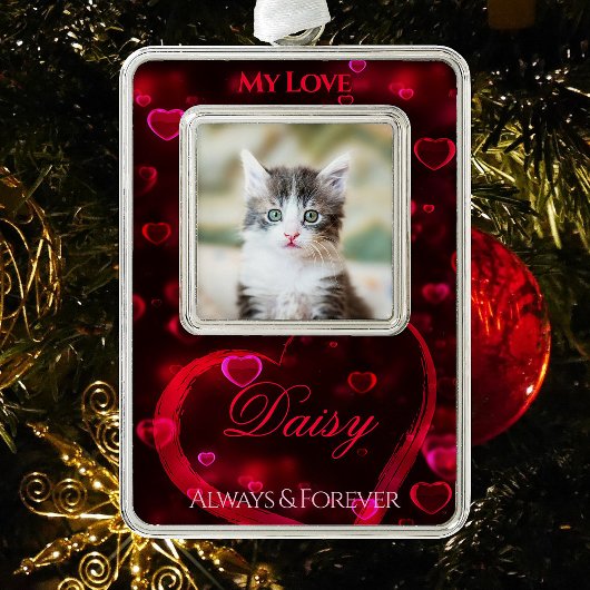 Liebe-Tribut oder Gedenkstätte, rote leuchtende He Rahmen-Ornament Silber