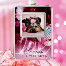 Liebe Tribute, Pink Hearts & Butterfly - Foto für  Rahmen-Ornament Silber