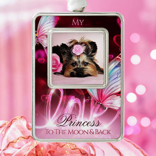 Liebe Tribute, Pink Hearts & Butterfly - Foto für Rahmen-Ornament Silber