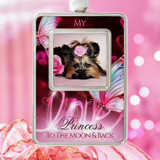Liebe Tribute, Pink Hearts & Butterfly - Foto für Rahmen-Ornament Silber