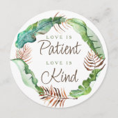 Liebe tropische grüne Blätter ist Patientenzeichen Einladung (Vorderseite)