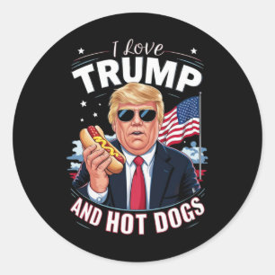Liebe Trump und heiße Hunde - Unglaublich witzig k Runder Aufkleber