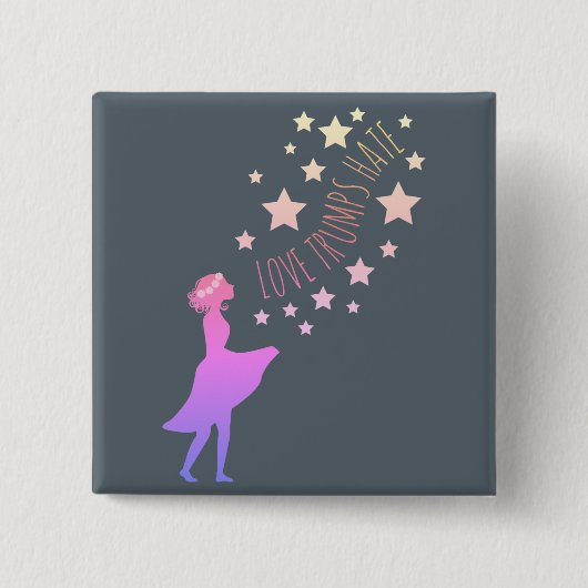 Liebe-Trumpf-Hass-Knopf Button (Vorderseite)