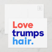 "LIEBE TRUMPS HAIR" POSTKARTE (Vorne/Hinten)