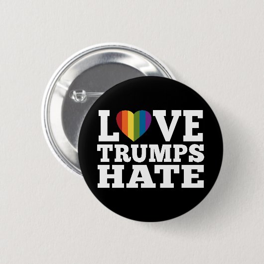 Liebe Trumps Hate Rainbow Heart - kann Schwarz bea Button (Vorne & Hinten)