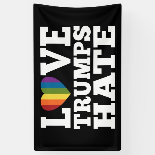 Liebe Trumps Hate Rainbow Heart - virtuelle Parade Banner (Vertikal)