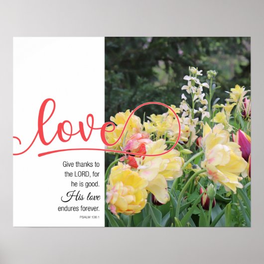 Liebe Tulip Fotografie Psalm 136:1 Poster (Vorne)