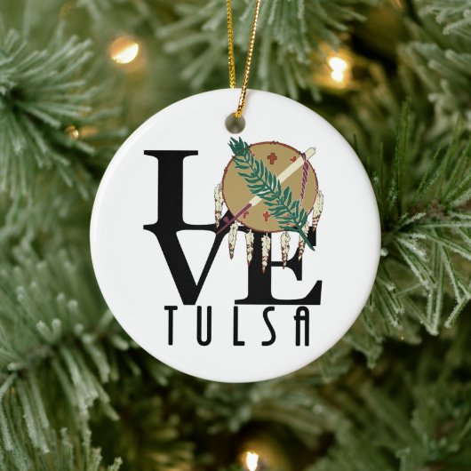 LIEBE Tulsa Oklahoma Keramik Ornament (Baum)