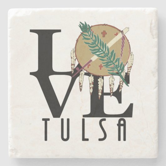 LIEBE Tulsa Oklahoma Steinuntersetzer (Vorderseite)