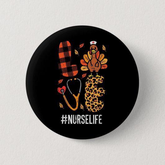 Liebe Türkei Stethoscope Nurse Erntedank Fall Sc Button (Vorderseite)