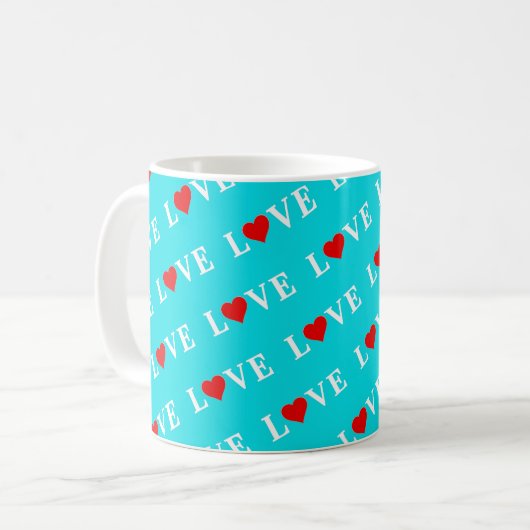 LIEBE Türkis Blue Aqua Kaffeetasse (Vorderseite Links)