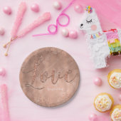 LIEBE Typ Text Imitate Rose Gold Glitzer Glam Part Pappteller (Party)