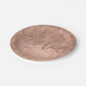 LIEBE Typ Text Imitate Rose Gold Glitzer Glam Part Pappteller (Schrägansicht)