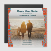 Liebe Typografie Border Your Foto Save the Date Magneteinladung (Vorne/Hinten)