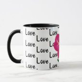 Liebe Typografie Bright Vivid Pink Blume Tasse (Links)