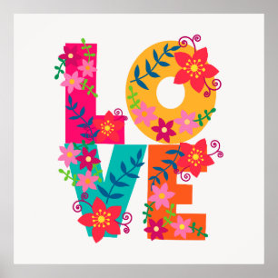 LIEBE Typografie-Clipart, Blumendesign Poster