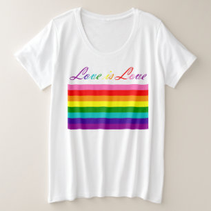 Liebe Typografie Gay Pride LGBT Rainbow Flag Große Größe T-Shirt
