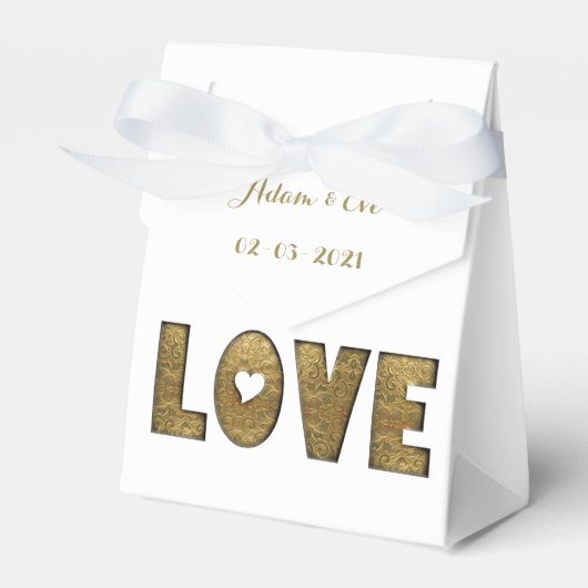 Liebe Typografie Gold Elegante Hochzeit Verlobung Geschenkschachtel (Vorderseite)