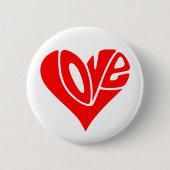 Liebe Typografie in Herzform Button (Vorderseite)