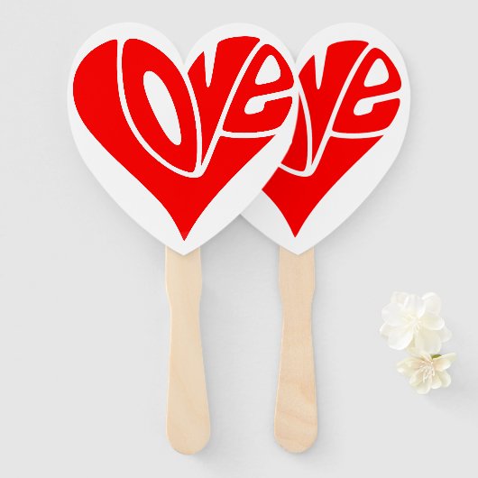 Liebe Typografie in Herzform Fächer (Vorne und Hinten)