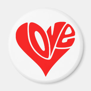 Liebe Typografie in Herzform Magnet