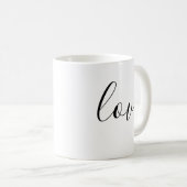 Liebe Typografie Minimalistischer Schwarzer Text Kaffeetasse (VorderseiteRechts)