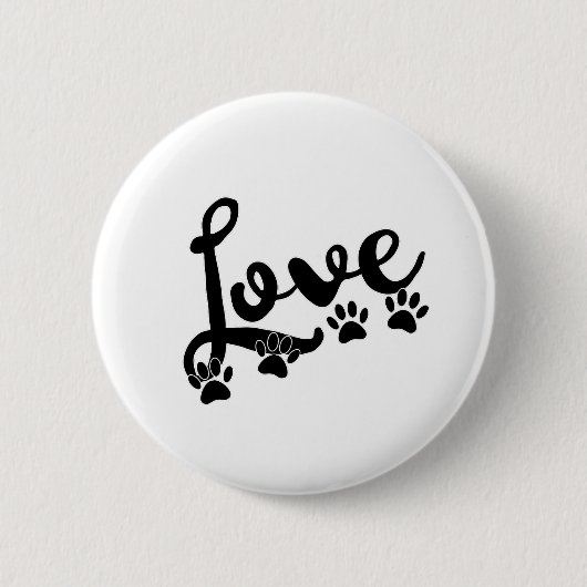 Liebe Typografie mit Hundekuppeldrucken Button (Vorderseite)