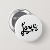 Liebe Typografie mit Hundekuppeldrucken Button (Vorne & Hinten)
