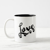 Liebe Typografie mit Hundekuppeldrucken Zweifarbige Tasse (Links)